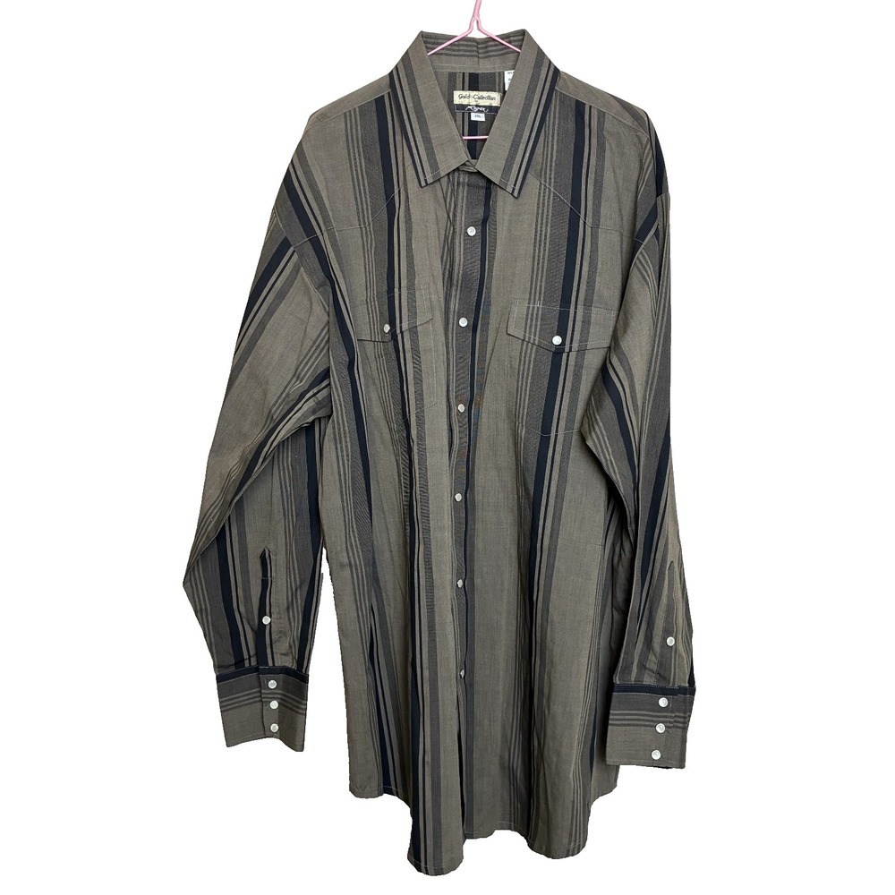 Vintage 90s Roper Gold Collection Pearl Snap Western Shirt Black Stripe‎ 2XL